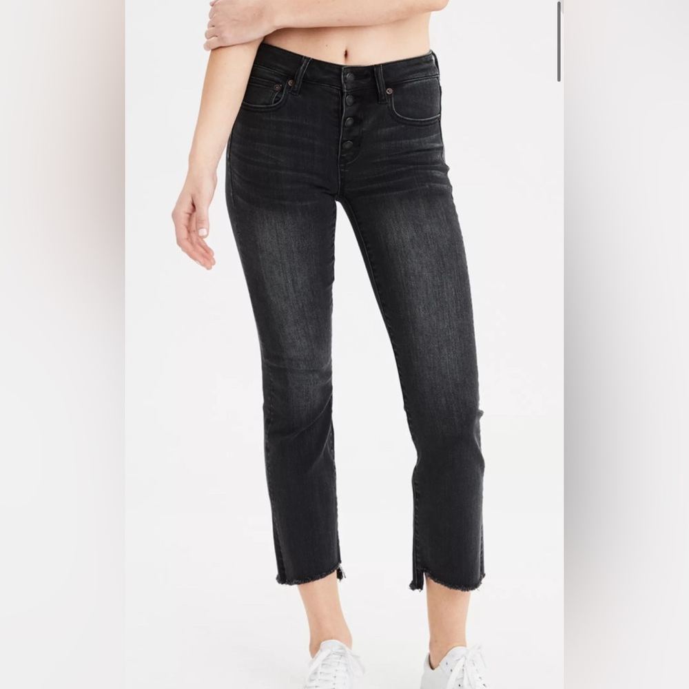Vintage black hi-rise crop flare